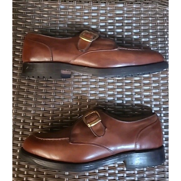 Allen Edmonds Cornell Monk Strap Dress Shoes Mens 9 EEE Cognac Brown Made In USA - Picture 10 of 11